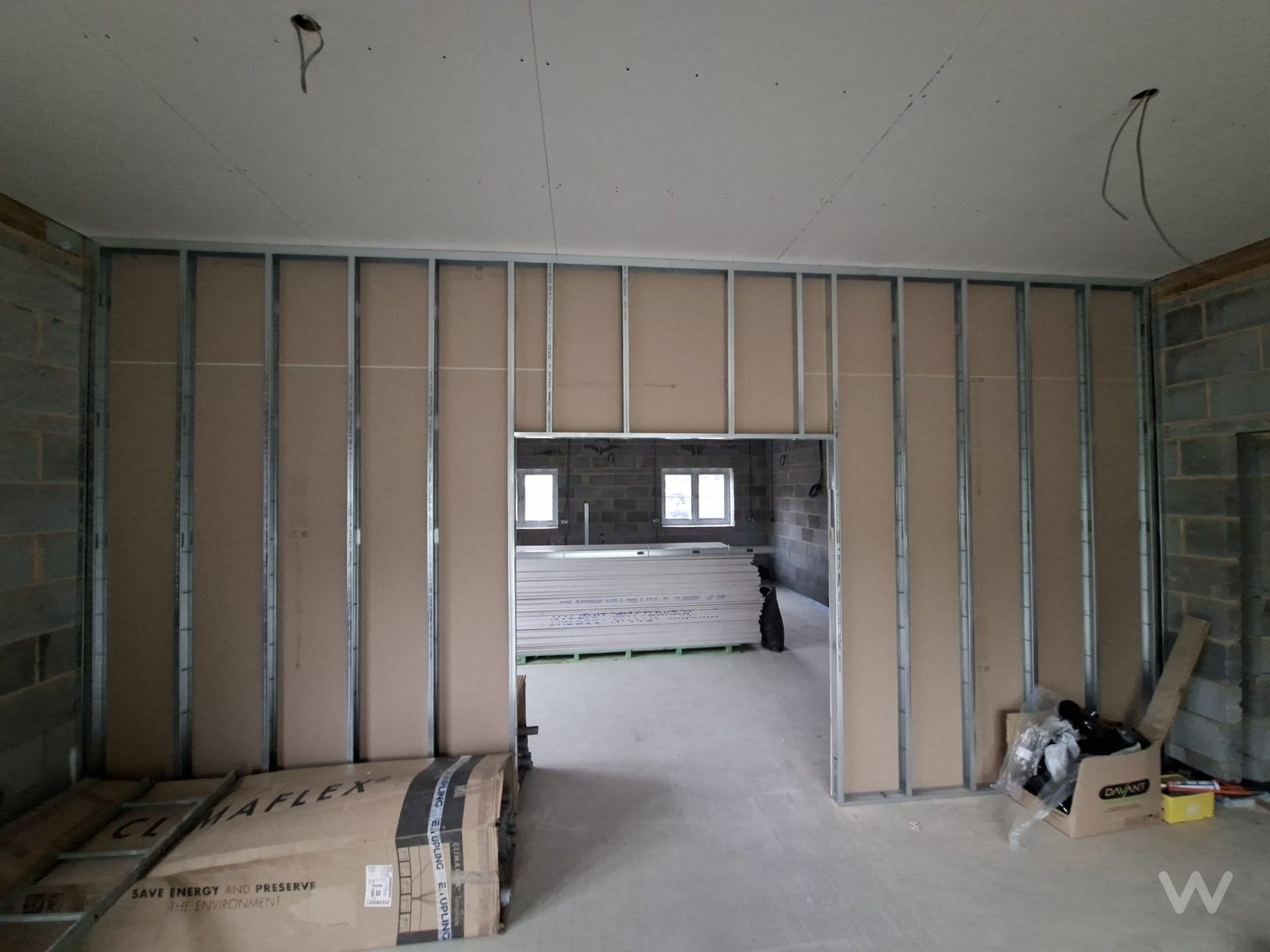 Metal stud partitioning and dry lining to new-build homes at Little Abington, Cambridgeshire — Wall2Wall