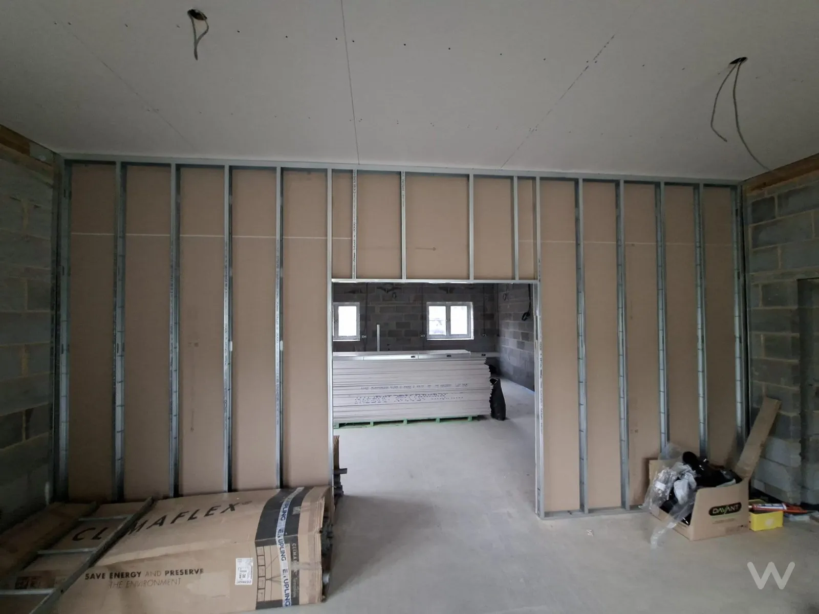 Metal stud partitioning and dry lining to new-build homes at Little Abington, Cambridgeshire — Wall2Wall