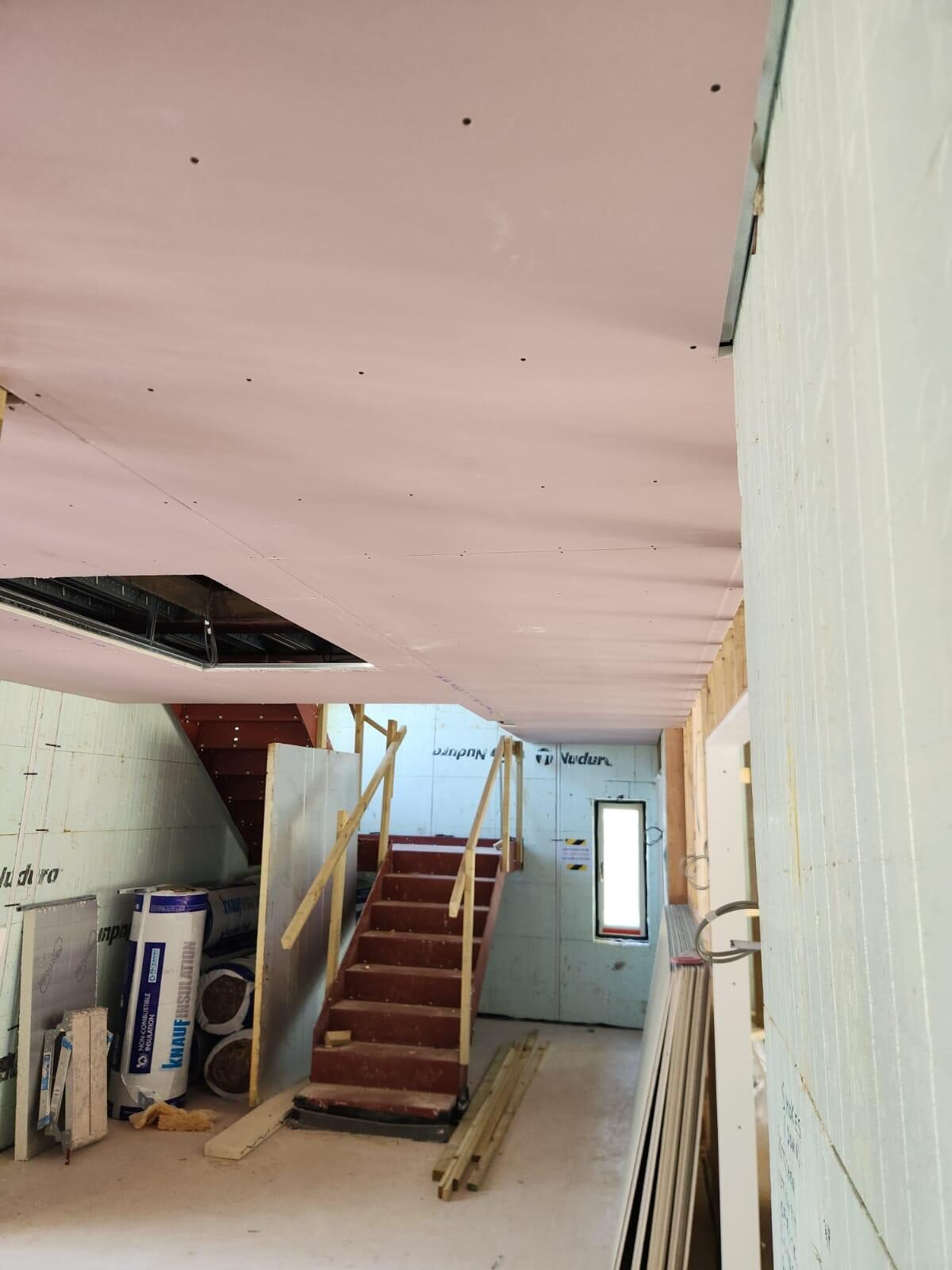 Metal stud partitioning and MF ceilings to new-build flats, Cambridge